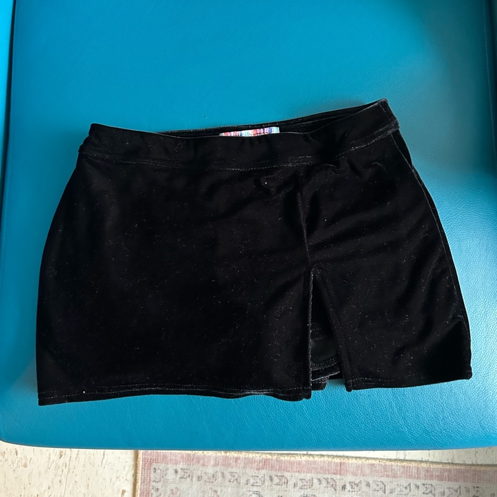 Urban Outfitters Black Velvet Mini Skirt with shorts underneath